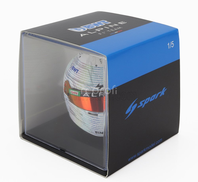 Spark-model Bell helmet F1  Casco Helmet Renault A523 Team Bwt Alpine N 31 British Gp 2023 Esteban Ocon 1:5 Bílá