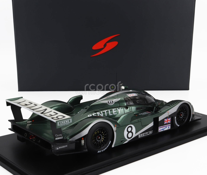 Spark-model Bentley Exp Speed 8 4.0l Turbo V8 Team Bentley N 8 2nd 24h Le Mans 2003 Johnny Herbert - David Brabham - Mark Blundell 1:18 Green Met