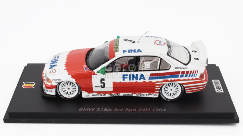 Spark-model BMW 3-series 318is Team Bmw Fina Bastos N 5 3rd 24h Spa 1994 Jeam Michel Martin - Patrick Slaus - Altfrid Heger 1:43 Červená Bílá