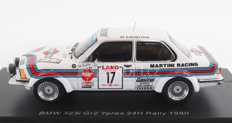 Spark-model BMW 3-series 323i Martini N 17 24h Rally Ypres 1980 H.delbar - W.lux 1:43 Bílá Červená Modrá