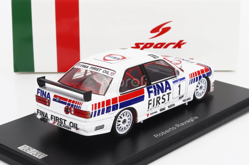 Spark-model BMW 3-series (e30) M3 Team Bmw Fina N 1 Superturismo Monza 1992 Roberto Ravaglia 1:43 Bílá