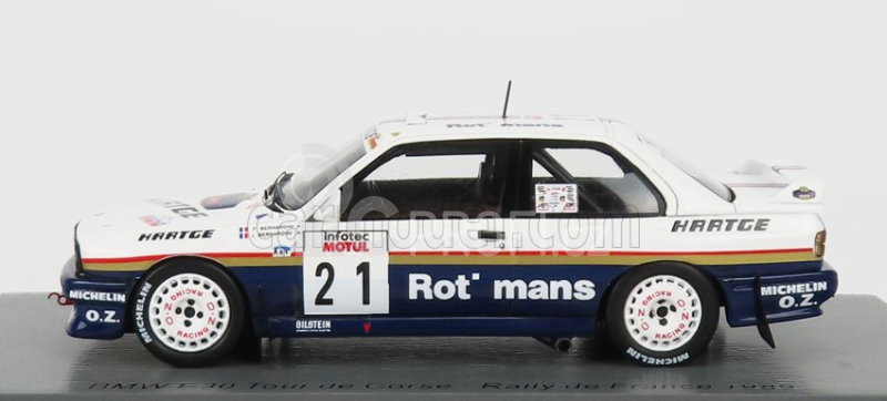 Spark-model BMW 3-series (e30) N 21 Rally Tour De Corse 1989 P.bernardini - J.bernardini 1:43 Bílá Modrá