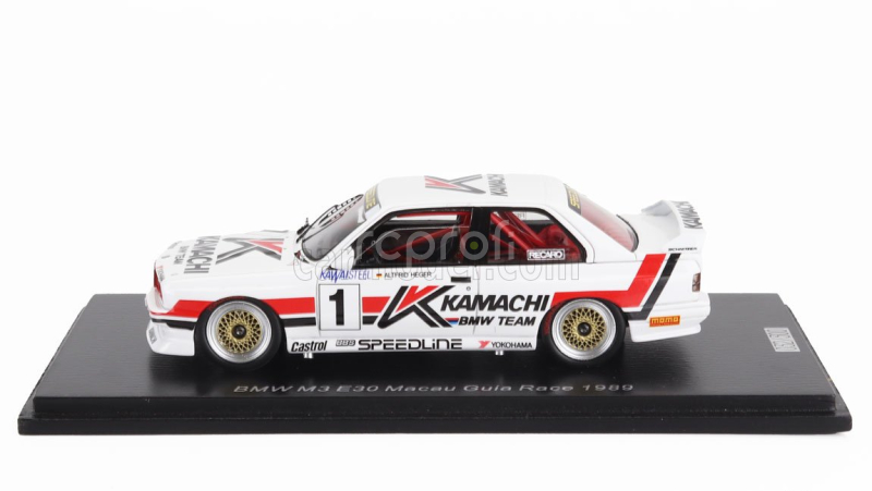 Spark-model BMW 3-series M3 E30 N 1 Macau Guia Race 1989 Altfrid Heger 1:43 Bílá Červená