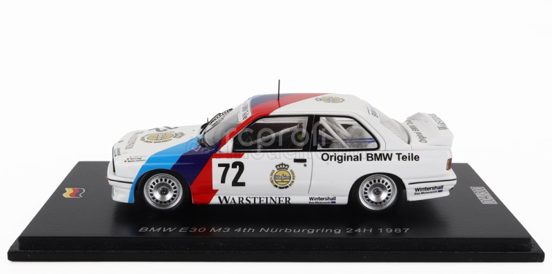 Spark-model BMW 3-series M3 (e30) Team Bmw Motorsport N 72 24h Nurburgring 1987 Dieter Quester - Markus Oestreich - Winfried Vogt 1:43 Bílá Modrá Červená