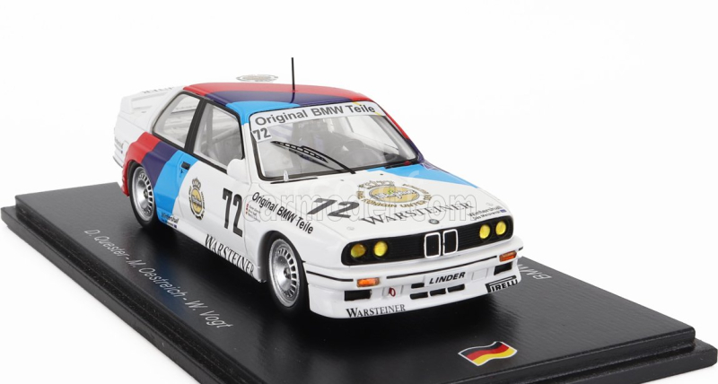 Spark-model BMW 3-series M3 (e30) Team Bmw Motorsport N 72 24h Nurburgring 1987 Dieter Quester - Markus Oestreich - Winfried Vogt 1:43 Bílá Modrá Červená