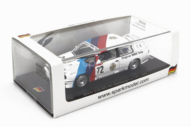 Spark-model BMW 3-series M3 (e30) Team Bmw Motorsport N 72 24h Nurburgring 1987 Dieter Quester - Markus Oestreich - Winfried Vogt 1:43 Bílá Modrá Červená