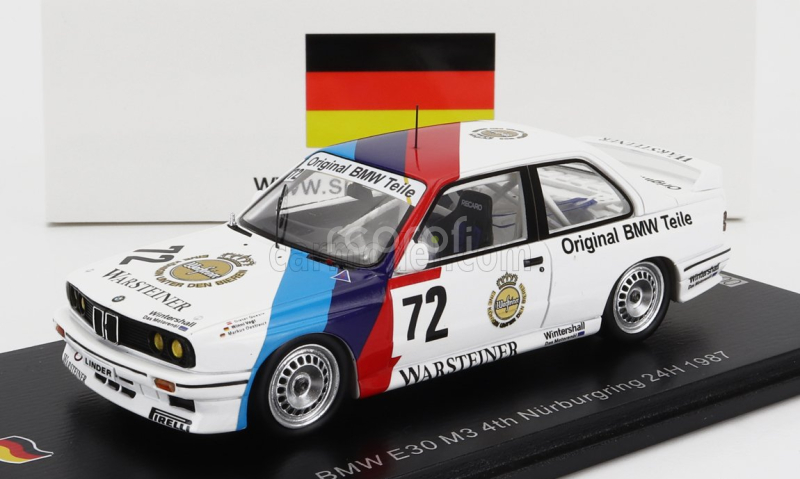 Spark-model BMW 3-series M3 (e30) Team Bmw Motorsport N 72 24h Nurburgring 1987 Dieter Quester - Markus Oestreich - Winfried Vogt 1:43 Bílá Modrá Červená