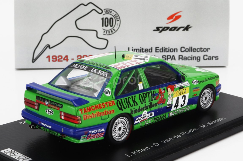 Spark-model BMW 3-series M3 Team Ian Khan N 43 24h Spa 1992 Ian Khan - Damien Van De Poele - Masahiro Kimoto 1:43 Zelená