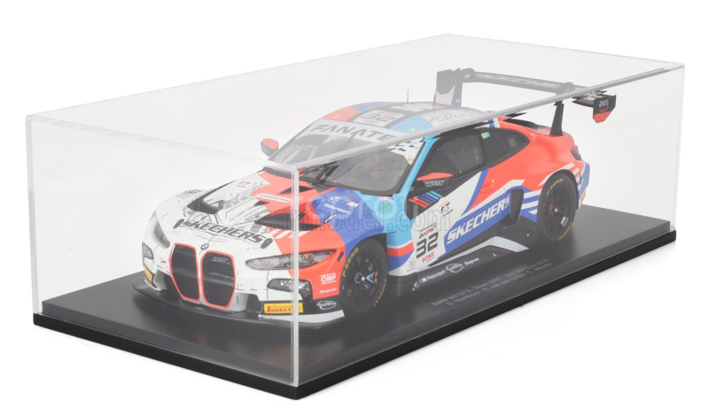 Spark-model BMW 4-series M4 Gt3 3.0l Turbo Team Wrt N 32 3rd 24h Spa 2024 Dries Vanthoor - Sheldon Van Der Linde - Charles Weerts 1:18 Bílá Modrá Červená