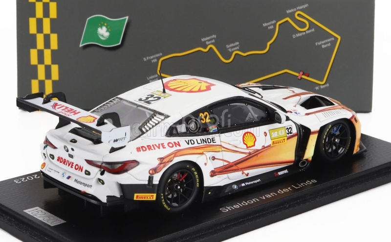 Spark-model BMW 4-series M4 Gt3 Team Wrt N 32 Fia Gt World Cup Macau 2023 Sheldon Van Der Linde 1:43 Bílá Žlutá