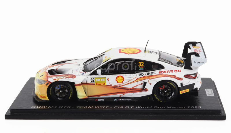 Spark-model BMW 4-series M4 Gt3 Team Wrt N 32 Fia Gt World Cup Macau 2023 Sheldon Van Der Linde 1:43 Bílá Žlutá