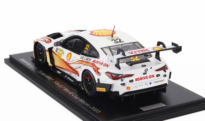 Spark-model BMW 4-series M4 Gt3 Team Wrt N 32 Fia Gt World Cup Macau 2023 Sheldon Van Der Linde 1:43 Bílá Žlutá