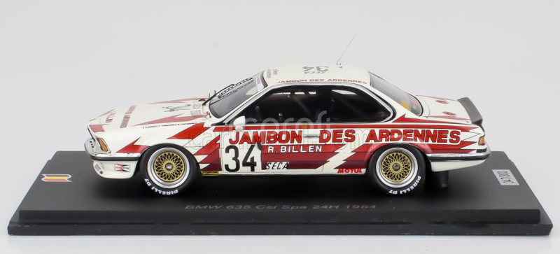 Spark-model BMW 6-series 635 Csi M N 34 24h Spa 1984 Jean Pierre Jarier - Harald Huysman - Jean Pierre Malcher 1:43 Bílá Červená