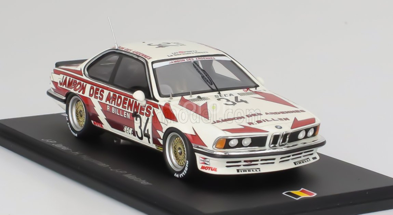 Spark-model BMW 6-series 635 Csi M N 34 24h Spa 1984 Jean Pierre Jarier - Harald Huysman - Jean Pierre Malcher 1:43 Bílá Červená