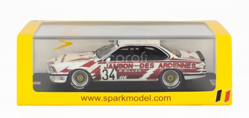 Spark-model BMW 6-series 635 Csi M N 34 24h Spa 1984 Jean Pierre Jarier - Harald Huysman - Jean Pierre Malcher 1:43 Bílá Červená