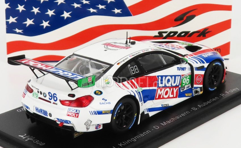 Spark-model BMW 6-series M6 Gt3 Team Turner Motorsport Liqui Moly N 96 24h Daytona 2020 J.klingmann - D.machavern - B.auberlen - R.foley 1:43 Bílá Červená Modrá