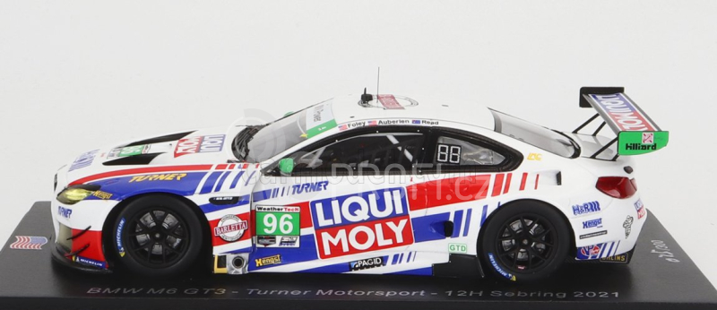 Spark-model BMW 6-series M6 Gt3 Team Turner Motorsport N 96 12h Sebring 2021 B.auberlen - R.foley - A.read 1:43 Bílá