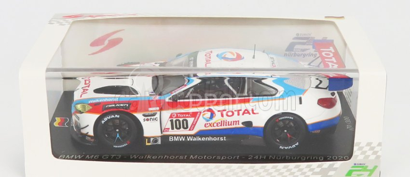 Spark-model BMW 6-series M6 Gt3 Team Walkenhorst Motorsport N 100 24h Nurburgring 2020 H.walkenhorst - A.ziegler - F.von Bohlen - M.von Bohlen 1:43 Bílá Červená Modrá