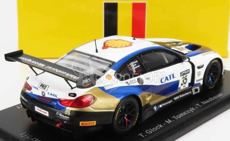 Spark-model BMW 6-series M6 Gt3 Team Walkenhorst Motorsport N 35 24h Nurburgring 2021 T.glock - M.tomczyk - T.neubauer 1:43 Bílé Modré Zlato