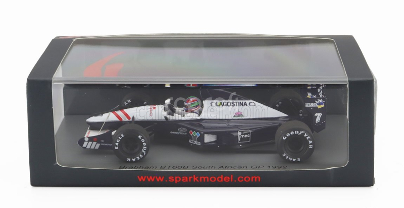 Spark-model Brabham F1  Bt60b N 7 South African Gp 1992 Eric Van De Poele 1:43 Modrá Bílá