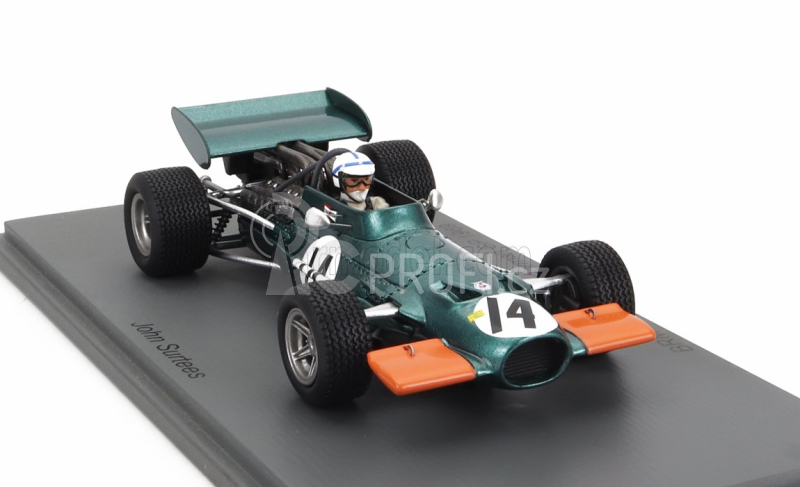 Spark-model BRM F1  139 N 14 Practice German Gp 1969 J.surtees 1:43 Zelená Oranžová