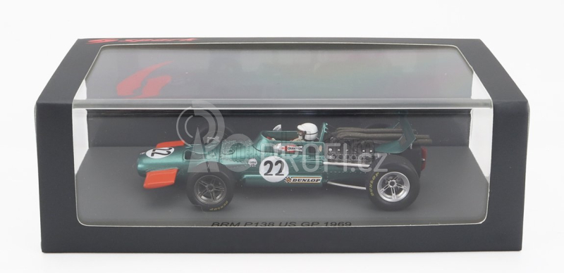 Spark-model BRM F1  P138 N 22 Usa Gp 1969 George Eaton 1:43 Zelená Žlutá