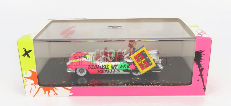 Spark-model Cadillac Eldorado Biarritz Cabriolet 1959 - Parade Des Pilotes Team Rebellion Racing 24h Le Mans 2019 T.laurent - G.menezes - N.berthon 1:43 Bílá Růžová Černá
