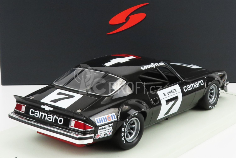 Spark-model Chevrolet Camaro Coupe N 7 Winner Iroc Michigan 1974 B.unser - Con Vetrina - With Showcase 1:18 Black