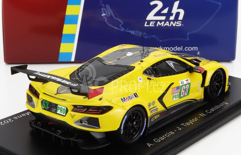 Spark-model Chevrolet Corvette C8.r 5.5l V8 Team Corvette Racing N 63 24h Le Mans 2022 A.garcia - J.taylor - N.catsburg 1:43 Žlutá