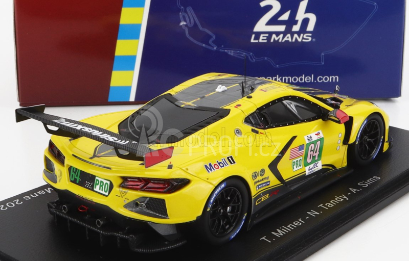 Spark-model Chevrolet Corvette C8.r 5.5l V8 Team Corvette Racing N 64 24h Le Mans 2022 T.milner - N.tandy - A.sims 1:43 Žlutá