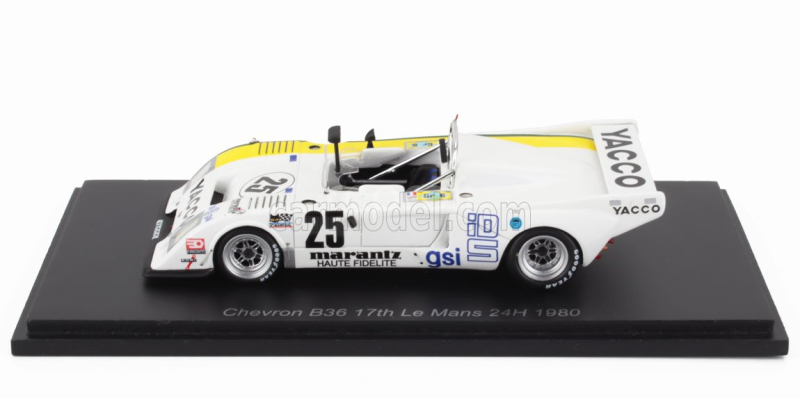 Spark-model Chevron B36 2.0l S4 Team Roc Societe Yacco N 25 24h Le Mans 1980 Bruno Sotty - Dominique Laurent - Philippe Hesnault 1:43 Bílá Žlutá