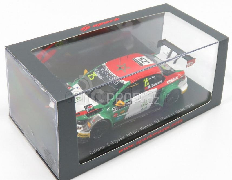 Spark-model Citroen C-elysee Wtcc N 25 Winner R2 Race Of Qatar 2016 Mehdi Bennani 1:43 Červená Bílá Zelená