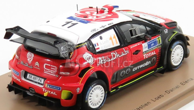 Spark-model Citroen C3 Wrc Team Citroen Total Abu Dhabi Wrt N 11 Rally Mexico 2018 S.loeb - D.elena 1:43 Červená Černá Bílá