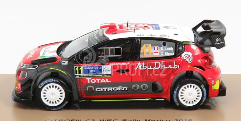 Spark-model Citroen C3 Wrc Team Citroen Total Abu Dhabi Wrt N 11 Rally Mexico 2018 S.loeb - D.elena 1:43 Červená Černá Bílá