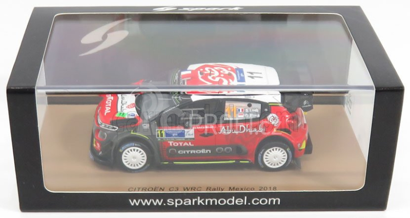 Spark-model Citroen C3 Wrc Team Citroen Total Abu Dhabi Wrt N 11 Rally Mexico 2018 S.loeb - D.elena 1:43 Červená Černá Bílá