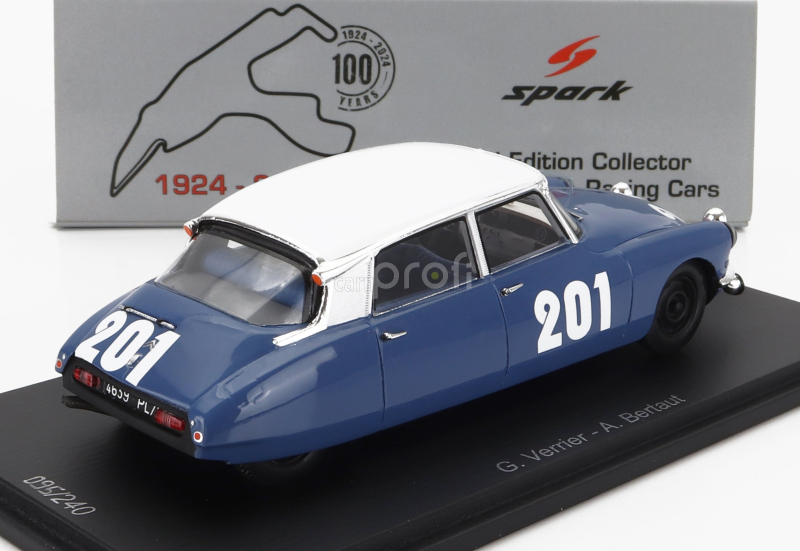 Spark-model Citroen Ds19 N 201 24h Spa 1964 Guy Verrier - Alain Bertaut 1:43 Modrá Bílá