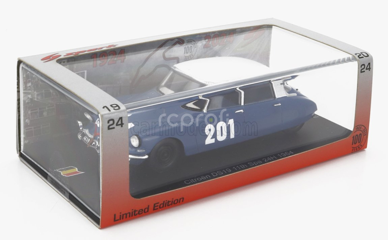 Spark-model Citroen Ds19 N 201 24h Spa 1964 Guy Verrier - Alain Bertaut 1:43 Modrá Bílá