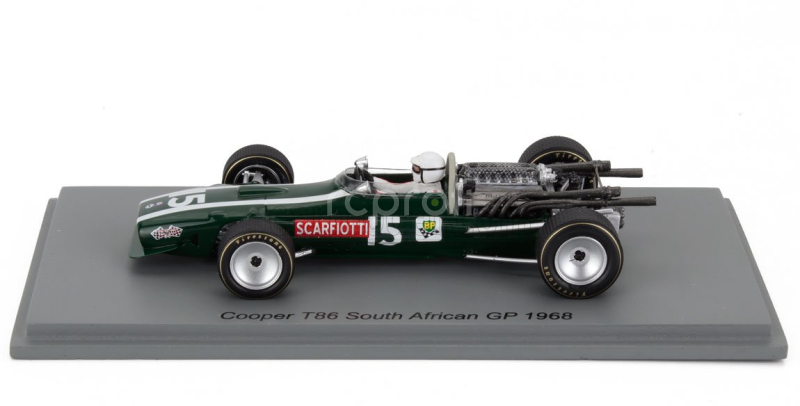 Spark-model Cooper F1  T86 N 15 South Africa Gp 1968 Ludovico Scarfiotti 1:43 Zelená Bílá