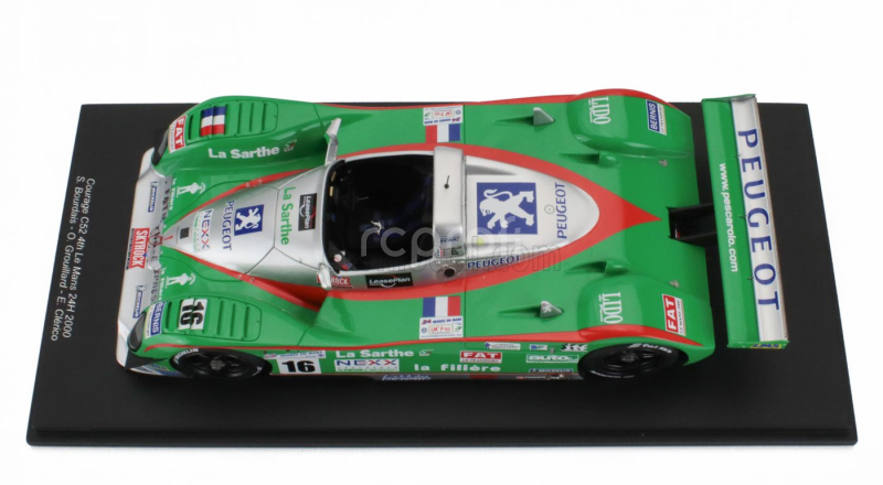 Spark-model Courage C52 Peugeot A32 3.2l Turbo V6 Team Pescarolo Sport N 16 4th 24h Le Mans 2000 S.bourdais - O.grouillard - E.clerico 1:18 Zelené Stříbro