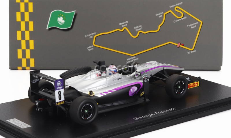 Spark-model Dallara F312 N 8 5th Macau F3 Race 1 2016 George Russell 1:43 Stříbrná Fialová Oranžová