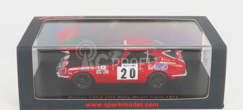 Spark-model Datsun 240z N 20 Rally Montecarlo 1972 T.fall - M.wood 1:43 Červená Černá