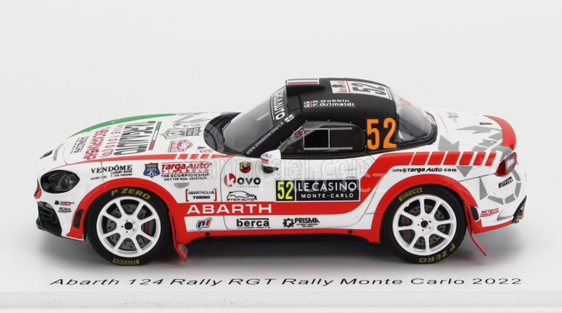 Spark-model Fiat 124 Rally Rgt N 52 Rally Montecarlo 2022 Rbbin - F.grimaldi 1:43 Bílá Červená Černá