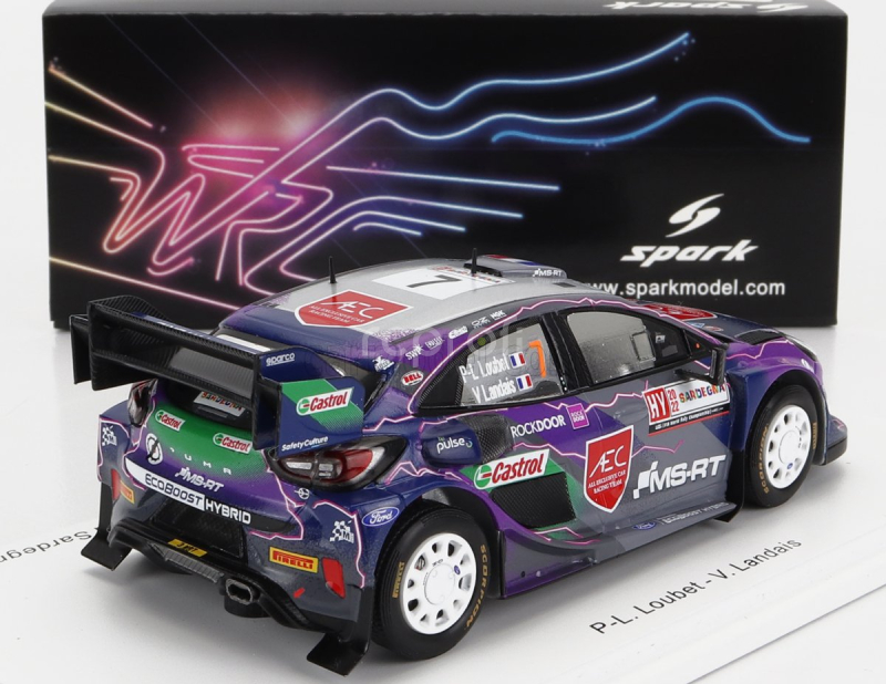 Spark-model Ford england Puma Rally1 Team Ford World Rally M-sport N 7 4th Rally Sardinia Italy 2022 P.l.loubet - V.landais 1:43 Fialová Modrá Šedá