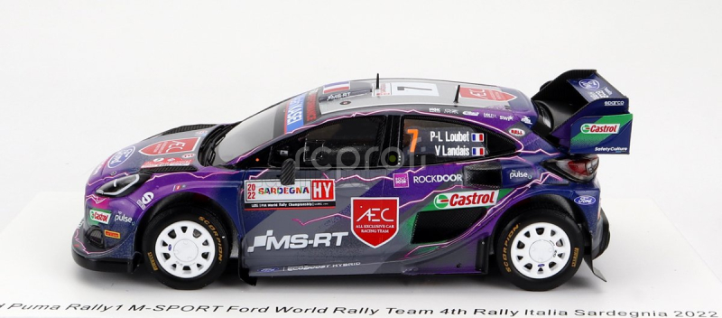Spark-model Ford england Puma Rally1 Team Ford World Rally M-sport N 7 4th Rally Sardinia Italy 2022 P.l.loubet - V.landais 1:43 Fialová Modrá Šedá