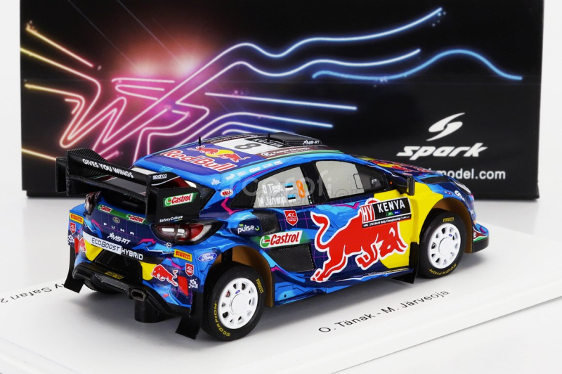 Spark-model Ford england Puma Rally1 Team Ford World Rally M-sport N 8 6th Rally Safari 2023 Ott Tanak - Martin Jarveoja 1:43 Modrá Žlutá Červená