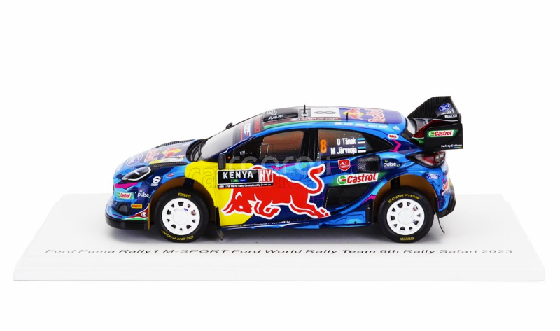 Spark-model Ford england Puma Rally1 Team Ford World Rally M-sport N 8 6th Rally Safari 2023 Ott Tanak - Martin Jarveoja 1:43 Modrá Žlutá Červená