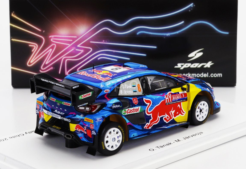 Spark-model Ford england Puma Rally1 Team Ford World Rally M-sport N 8 Winner Rally Chile 2023 Ott Tanak - Martin Jarveoja 1:43 Modrá Žlutá Červená