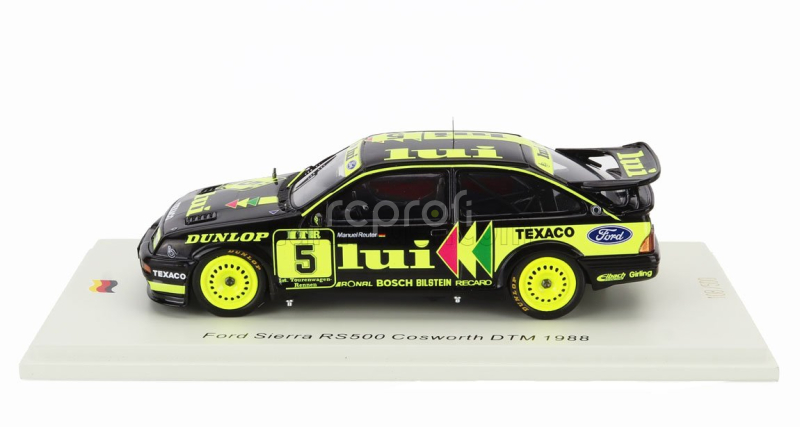 Spark-model Ford england Sierra Rs500 Cosworth N 5 Dtm 1988 Manuel Reuter 1:43 Černá Žlutá