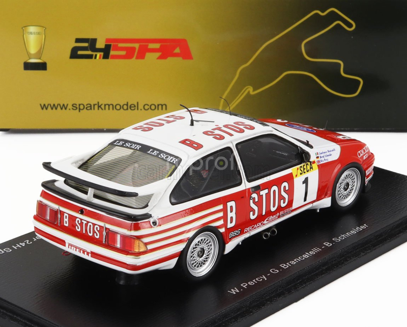 Spark-model Ford england Sierra Rs500 Cosworth Team Eggenberger Bastos Racing N 1 Winner 24h Spa 1989 W.percy - G.brancatelli - B.schneider 1:43 Bílá Červená