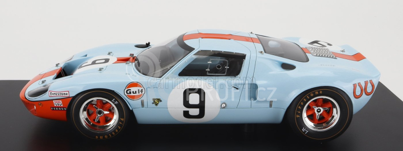 Spark-model Ford usa Gt40 4.9l V8 Team Jw Automotive Engineering Gulf N 9 Winner 24h Le Mans 1968 L.bianchi - P.rodriguez - Con Vetrina - With Showcase 1:18 Světle Modrá Oranžová